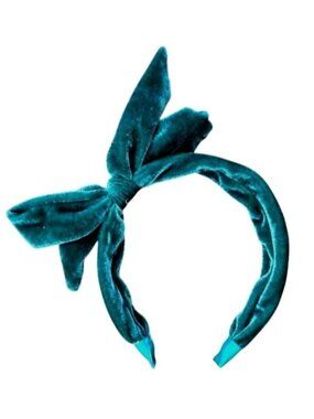 Velvet Bow Headband Teal Headpiece Preppy Luxe Hair Accessory For Women Or Girls
